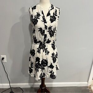Babaton Black and White Floral Mini Silk Dress Small